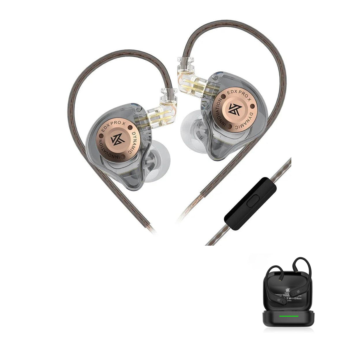 KZ EDX PRO X with KZ AE01 Bluetooth adapter — Gray / Mic / With Bluetooth
