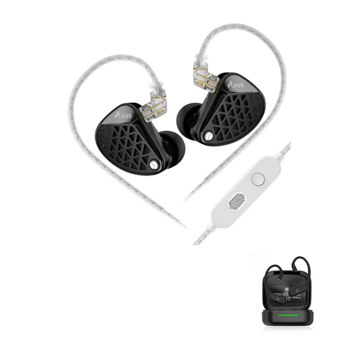 New KZ AM16 16BA Drivers with KZ AE01 Bluetooth adapter — Bass Enhanced / No Mic / With Bluetooth, Bass Enhanced / Mic / With Bluetooth