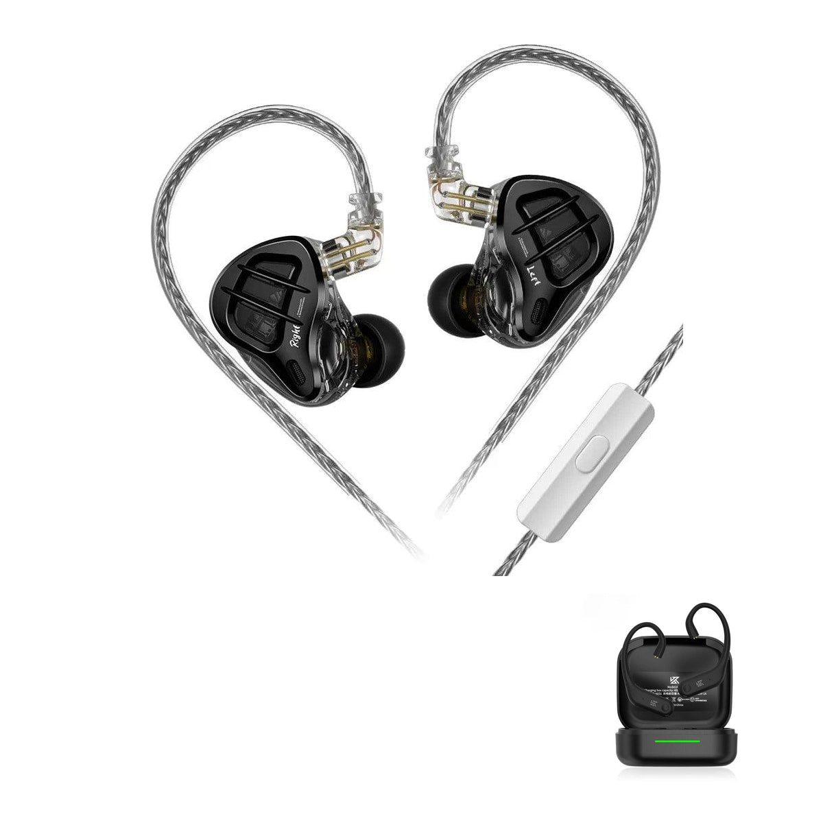 KZ ZAR with KZ AE01 Bluetooth adapter — Black / Mic / With Bluetooth