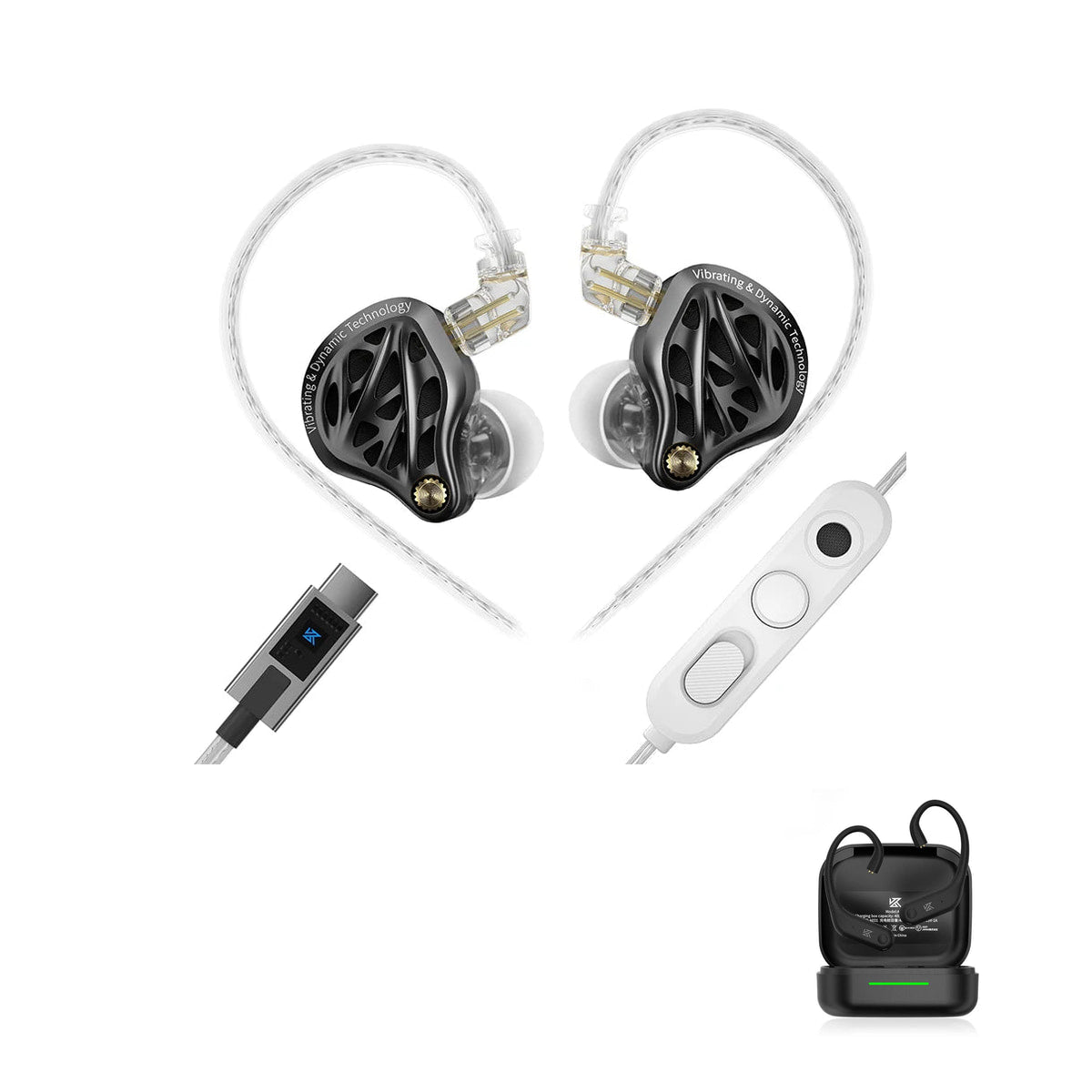 KZ Vibe X — Tactile Bass IEM with 13mm Subwoofer Driver with KZ AE01 Bluetooth adapter — Mic Type-C / Bluetooth