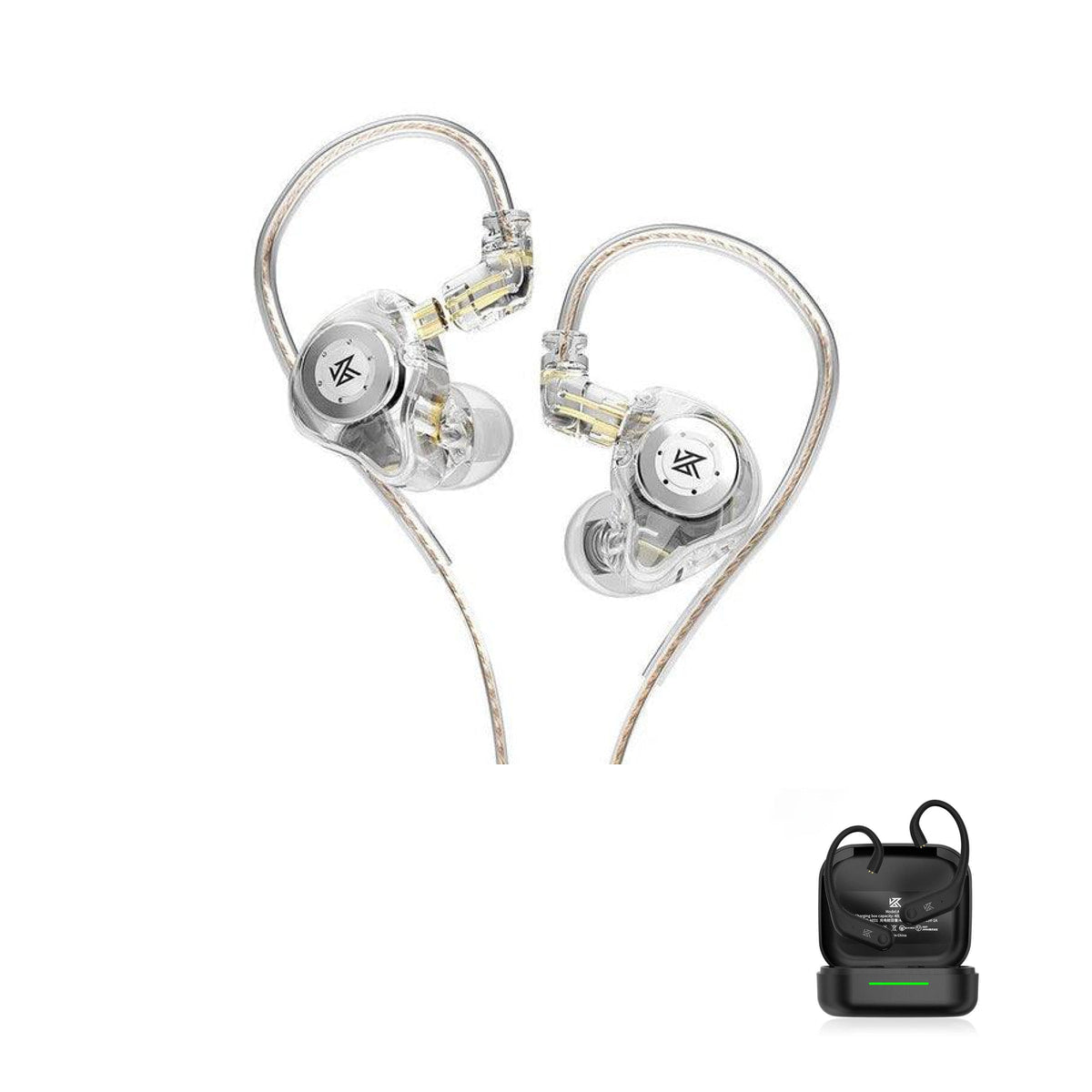 KZ EDX PRO - Dynamic Driver IEM Earphones with KZ AE01 Bluetooth adapter — Clear / No Mic / With Bluetooth