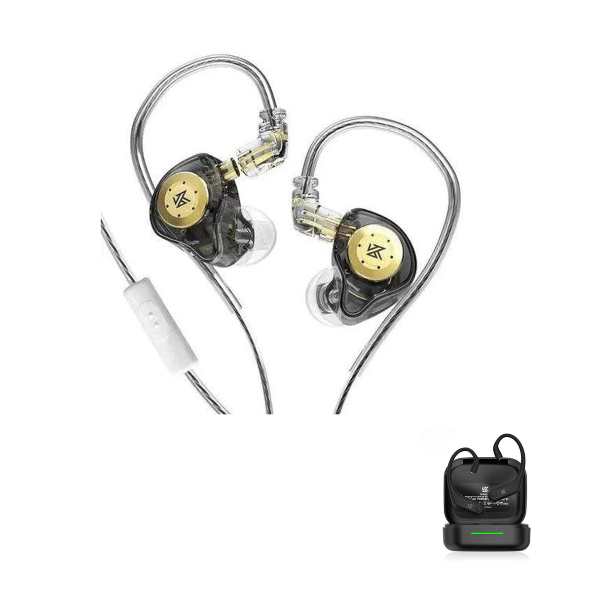 KZ EDX PRO - Dynamic Driver IEM Earphones with KZ AE01 Bluetooth adapter — Black / Mic / With Bluetooth