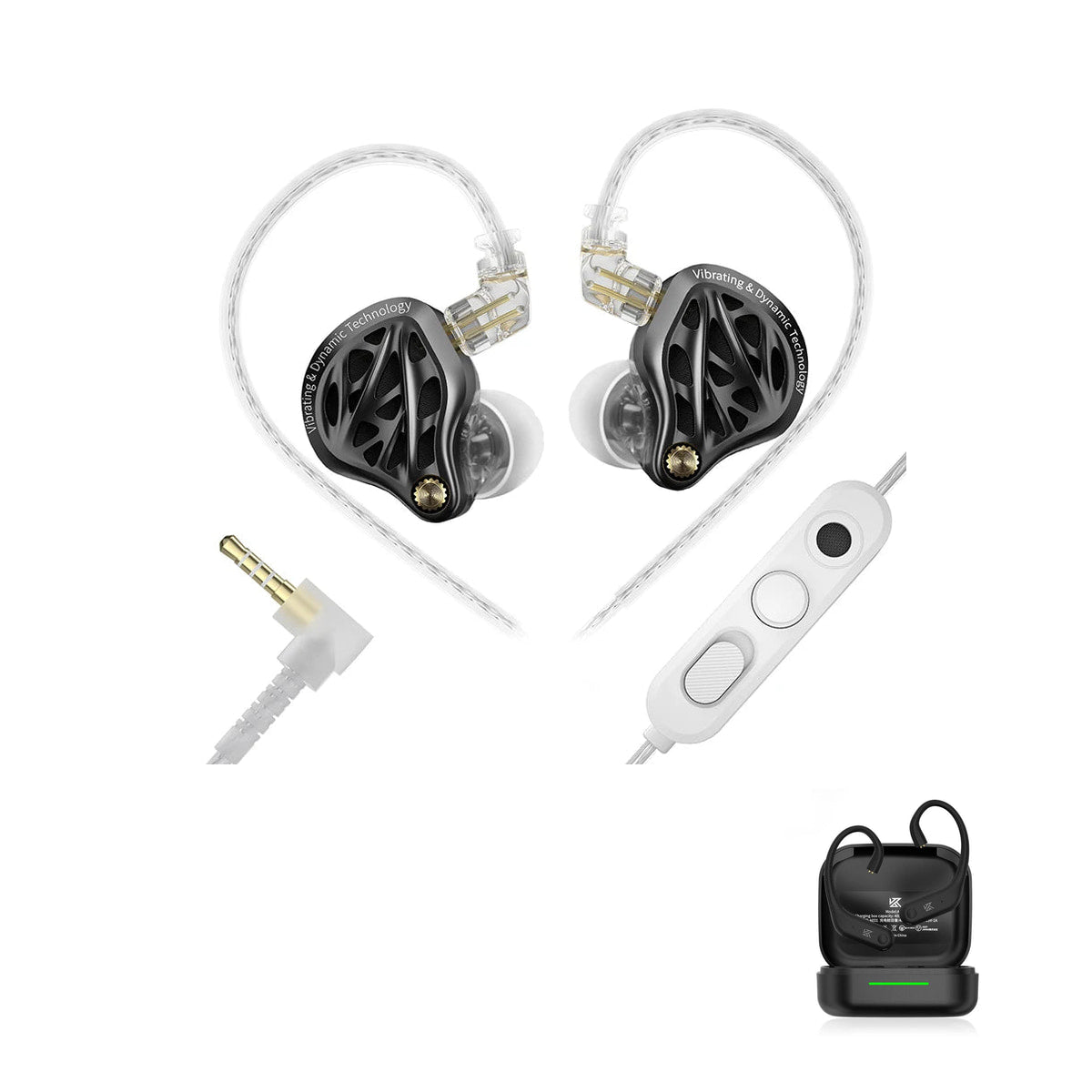 KZ Vibe X — Tactile Bass IEM with 13mm Subwoofer Driver with KZ AE01 Bluetooth adapter — Mic / Bluetooth