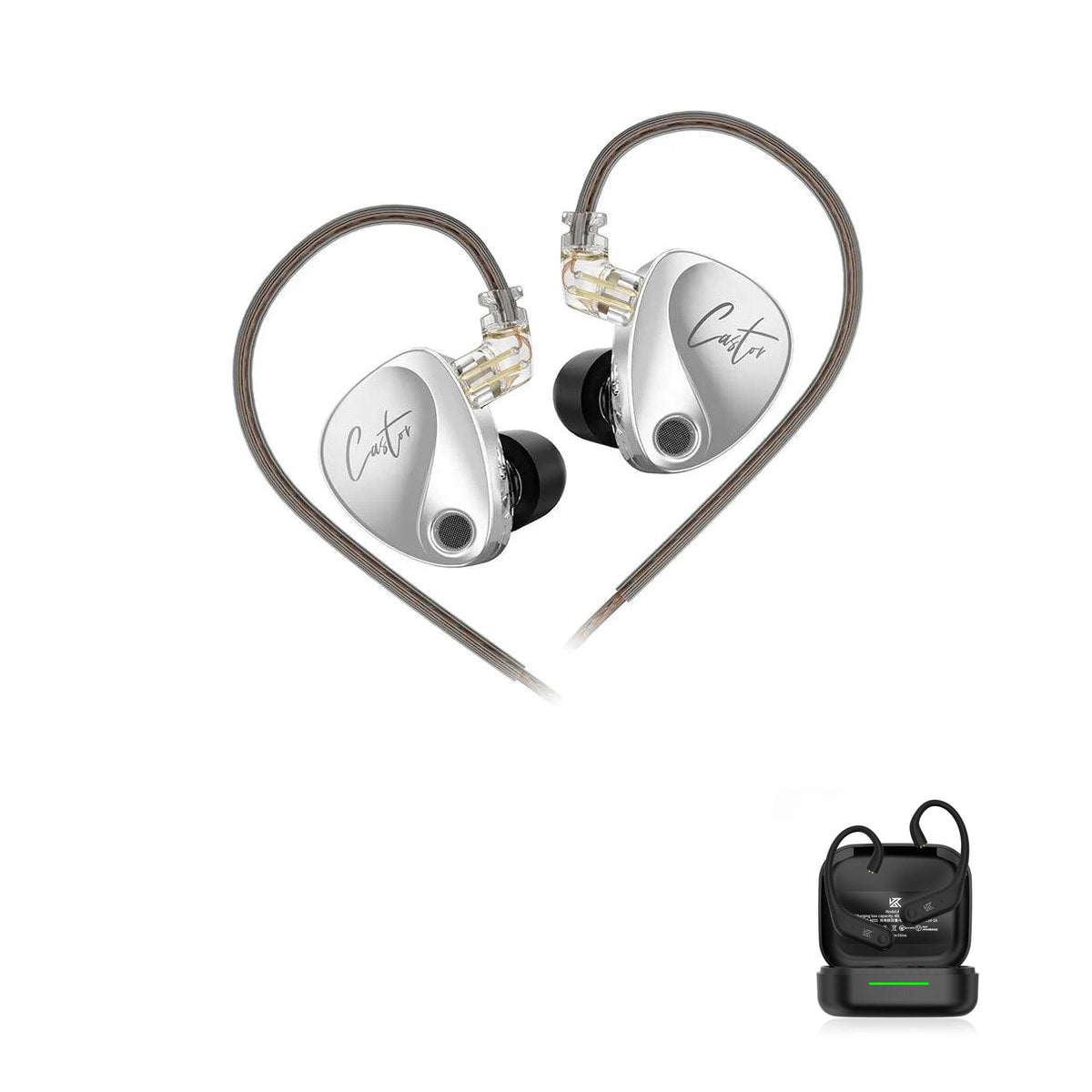 KZ Castor - Hybrid IEM Earphone with KZ AE01 Bluetooth adapter — Harman / No Mic / With Bluetooth, Harman / Mic / With Bluetooth