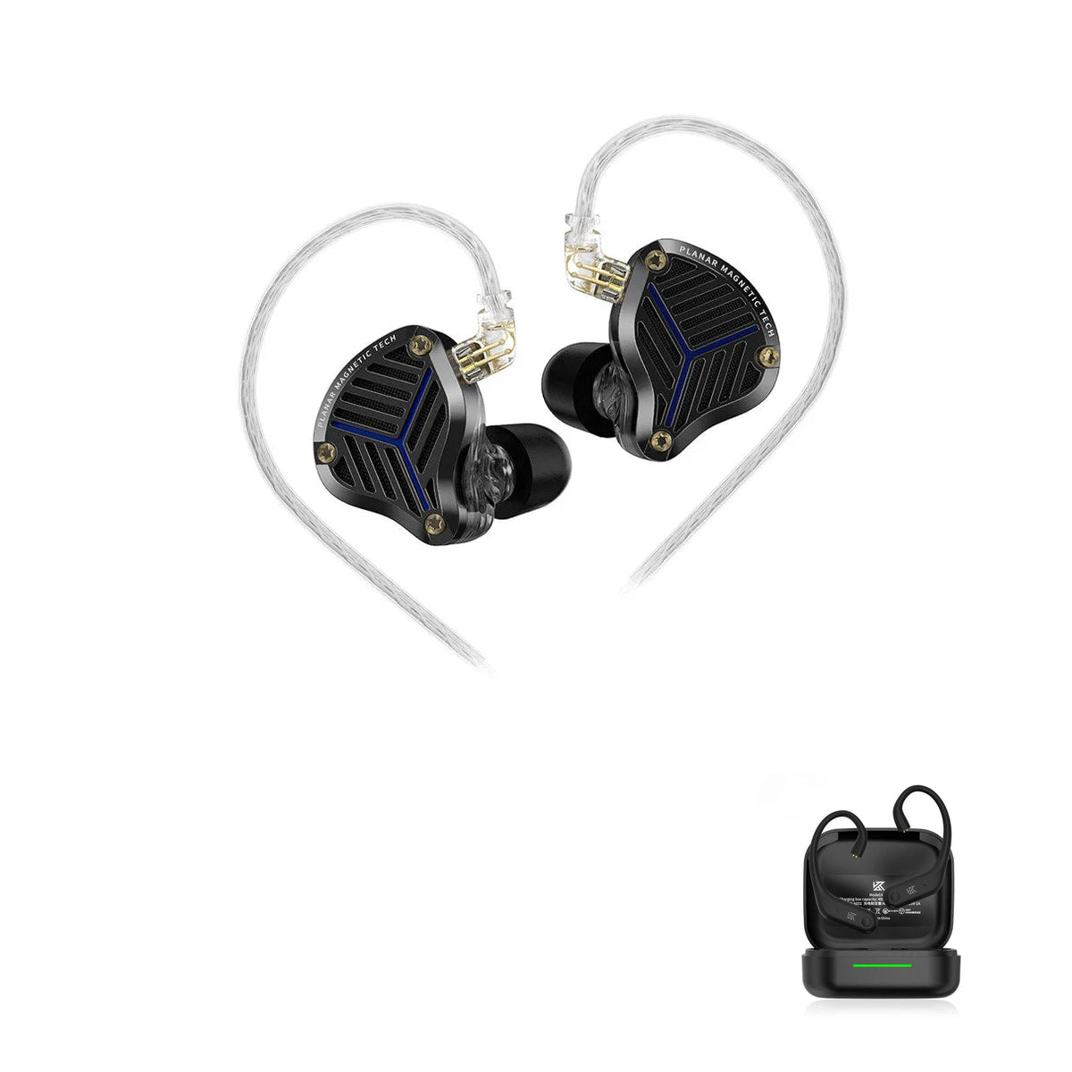 KZ PRX with KZ AE01 Bluetooth adapter — Black / No Mic / With Bluetooth