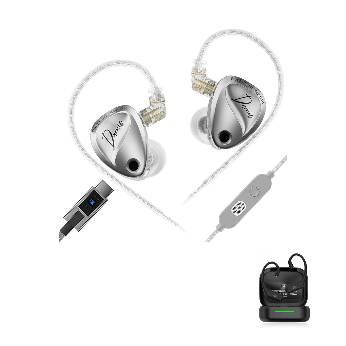 KZ Duonic - Three-Magnetic Planar Driver Earphones with KZ AE01 Bluetooth adapter — Standard / Mic (USB-C) / Bluetooth