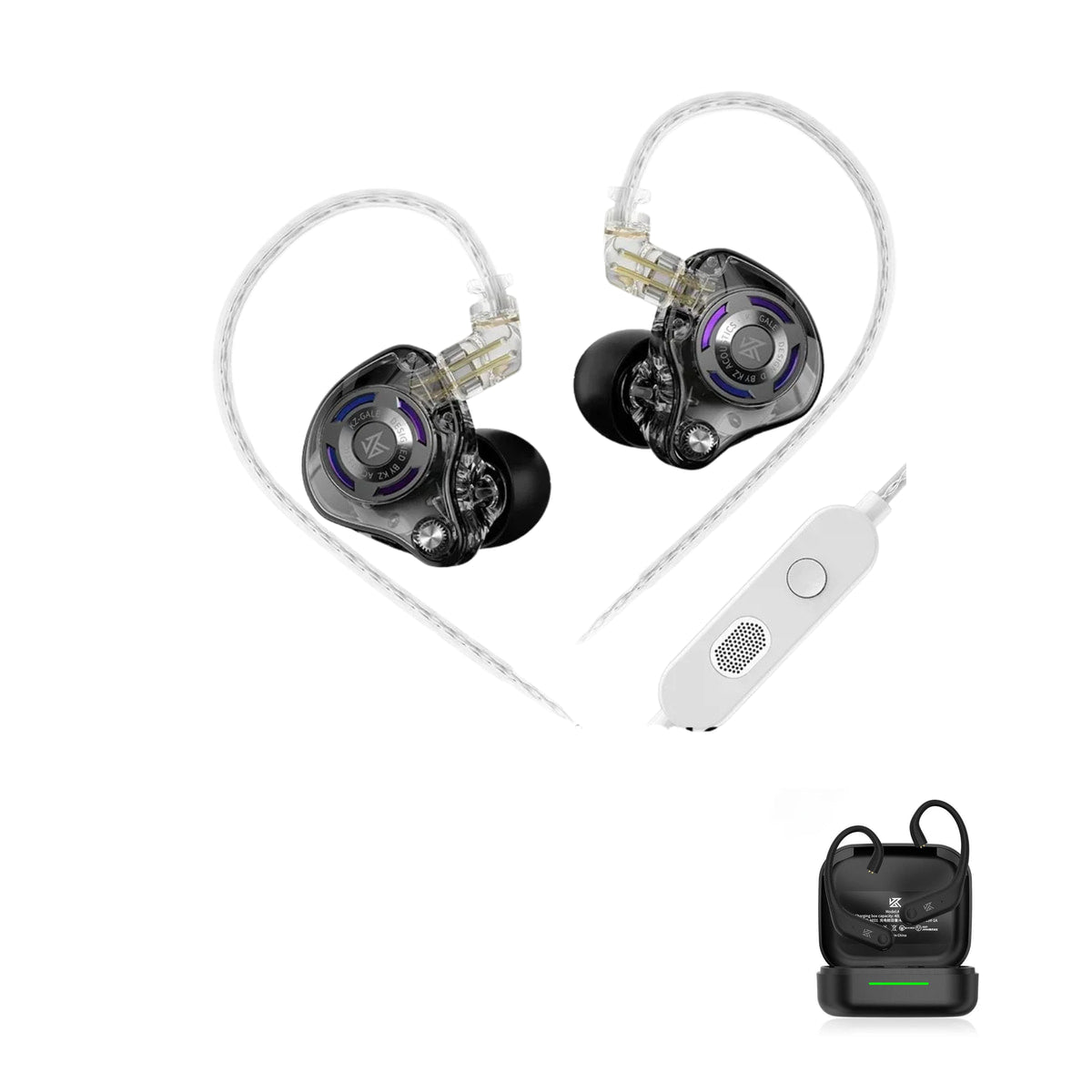 New KZ Gale - HiFi In-Ear Gaming Earphones with KZ AE01 Bluetooth adapter — Black Special / Mic (3.5mm) / With Bluetooth