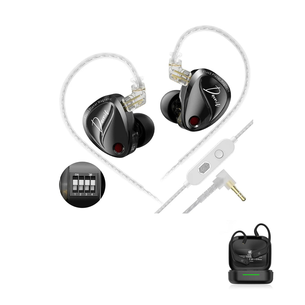 KZ Duonic - Three-Magnetic Planar Driver Earphones with KZ AE01 Bluetooth adapter — Tuning / Mic (3.5mm) / Bluetooth