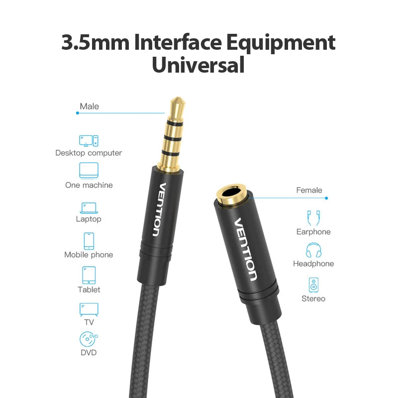 3.5mm Audio Extension Cable with Microphone (Male to Female)