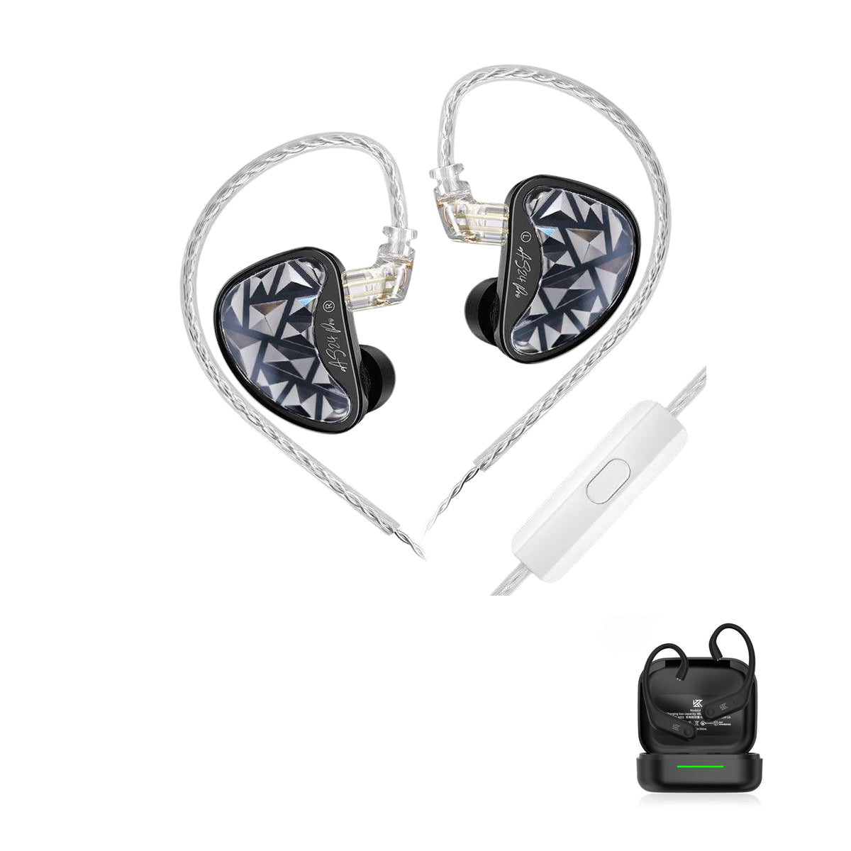 KZ AS24 PRO - Professional 24 Drivers Gaming Earphones with KZ AE01 Bluetooth adapter — Standard / Mic / With Bluetooth