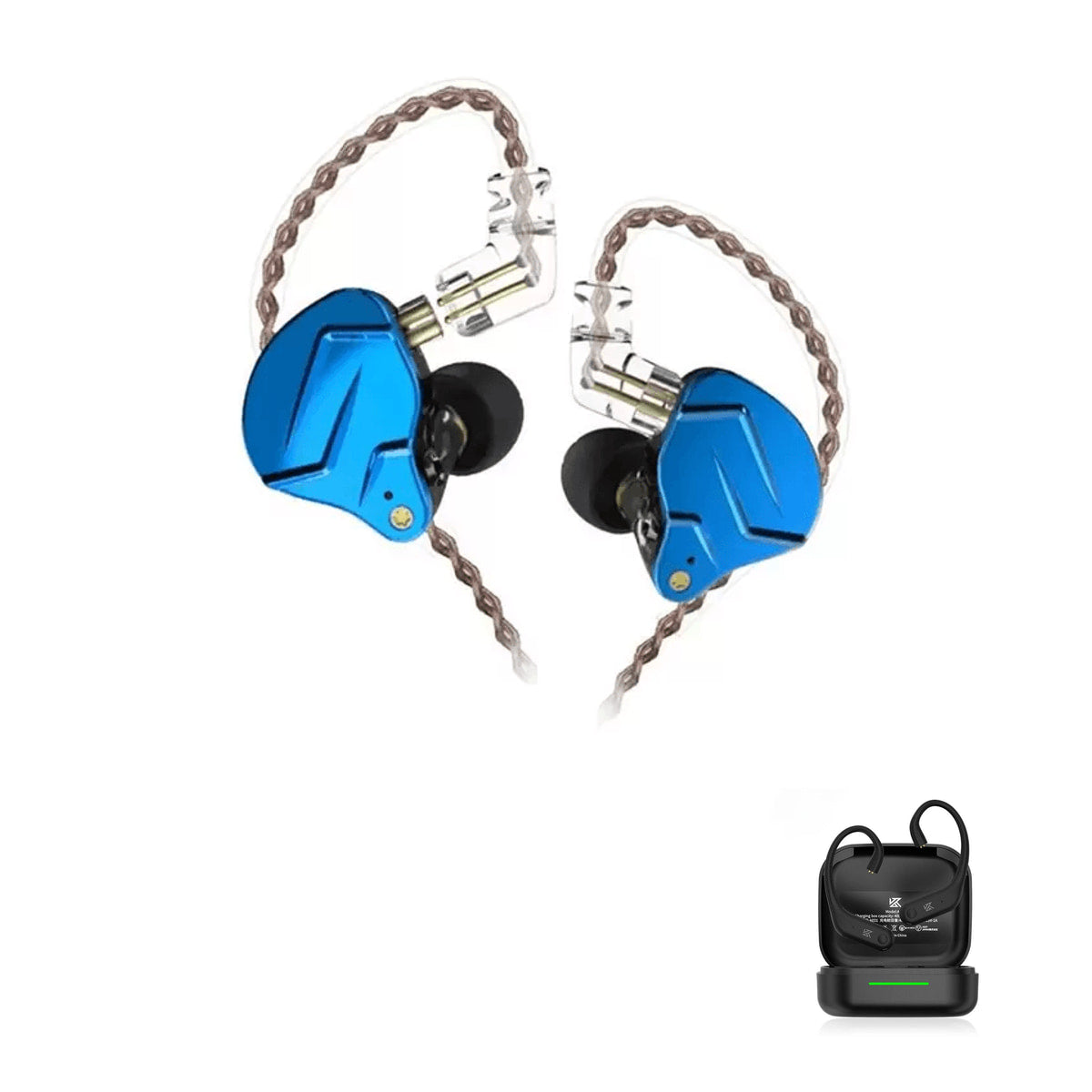 KZ ZSN PRO - Dual Driver IEM Earphones with KZ AE01 Bluetooth adapter — Royal Blue (Limited Version) / No Mic / With Bluetooth