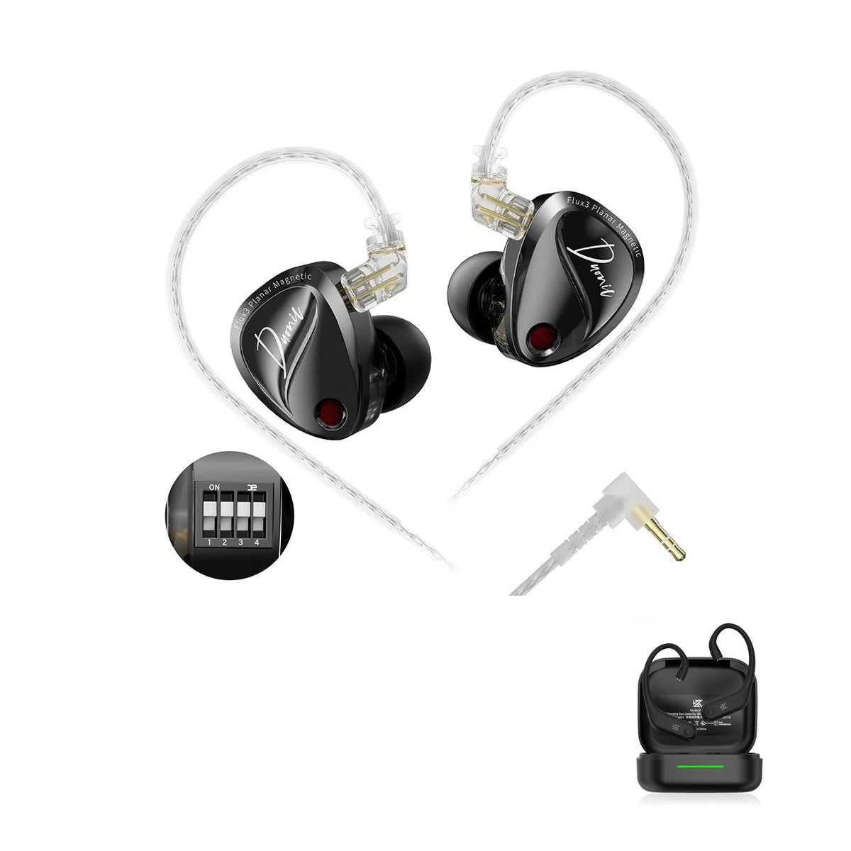KZ Duonic - Three-Magnetic Planar Driver Earphones with KZ AE01 Bluetooth adapter — Tuning / No Mic (3.5mm) / Bluetooth