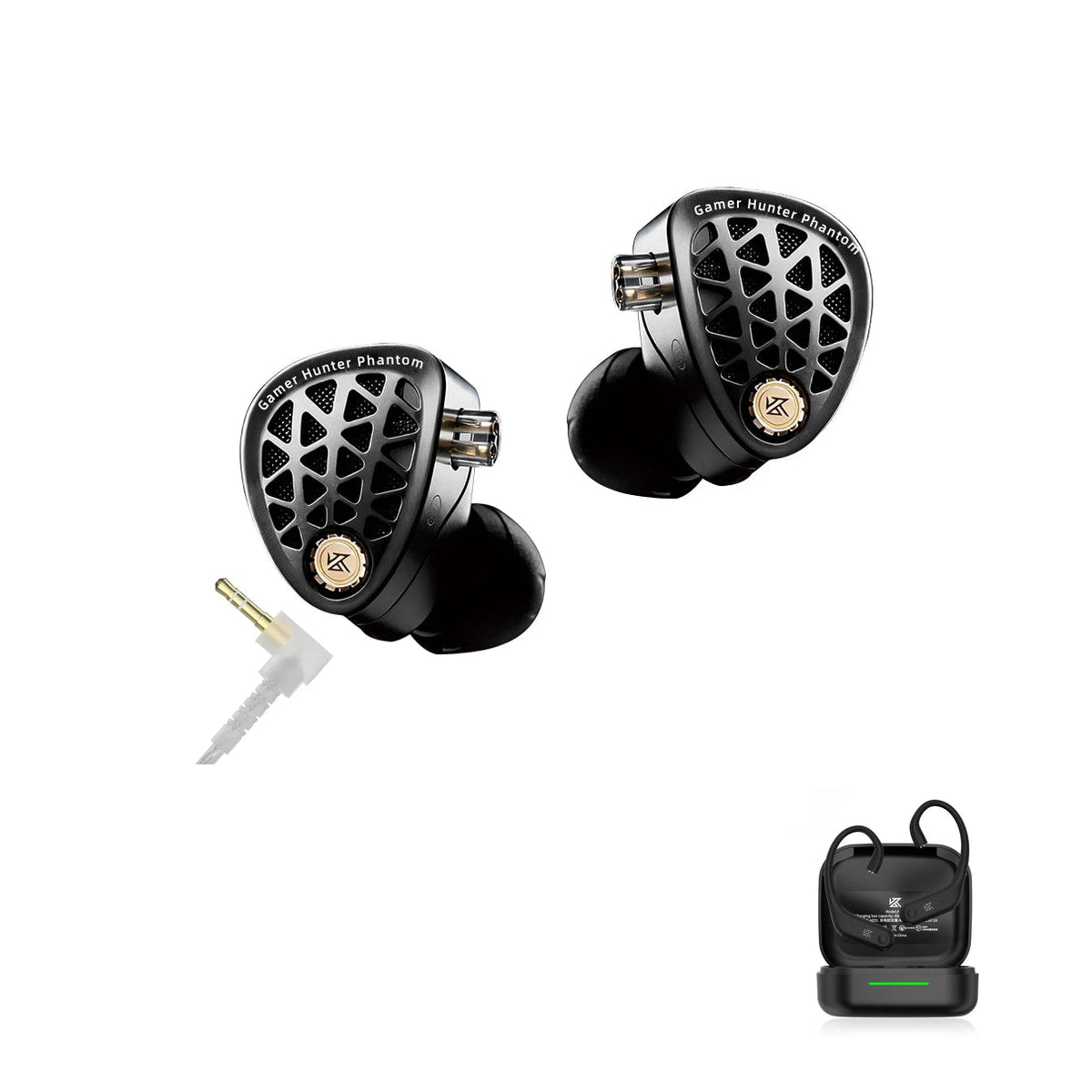 KZ Phantom – Flagship Hi-Fi Gaming Earphones with KZ AE01 Bluetooth adapter — No Mic - 3.5mm / Bluetooth