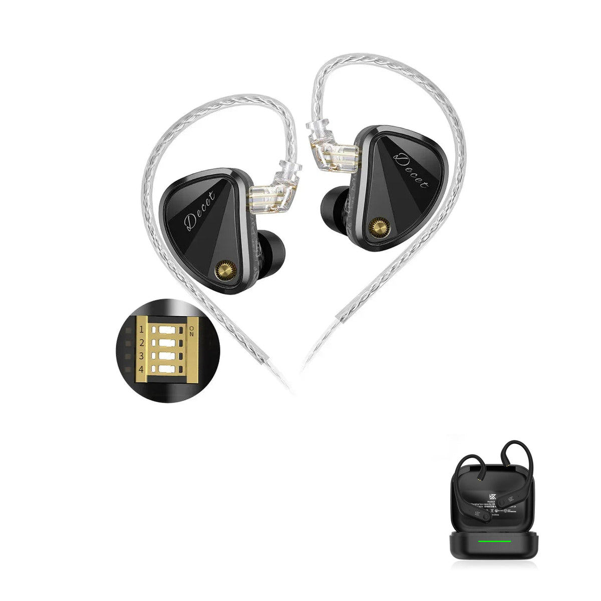 KZ Decet - 10 Drivers HiFi IEM with KZ AE01 Bluetooth adapter — Tuning / No Mic / Bluetooth