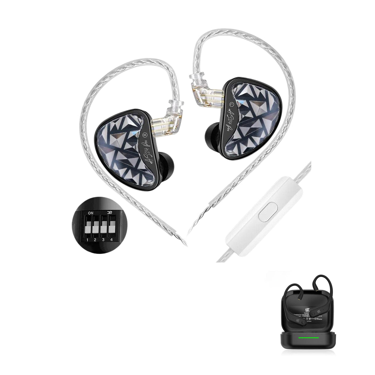 KZ AS24 PRO - Professional 24 Drivers Gaming Earphones with KZ AE01 Bluetooth adapter — Tuning / Mic / With Bluetooth