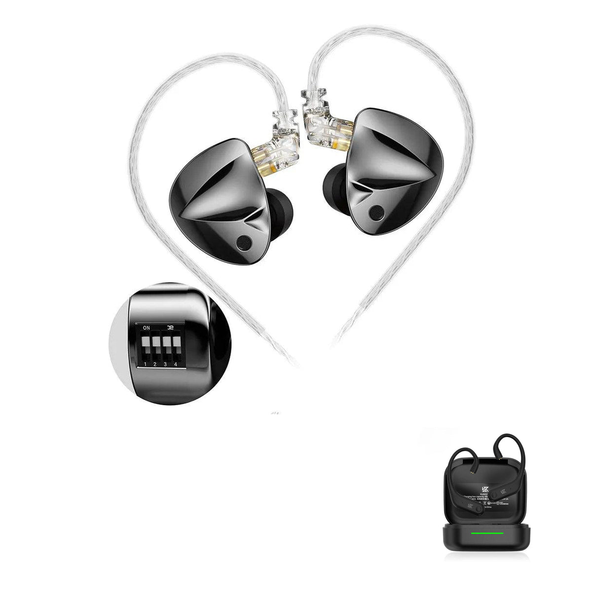 KZ D-FI Precision Tuned IEM Earphones with KZ AE01 Bluetooth adapter — Tuning / No Mic / With Bluetooth
