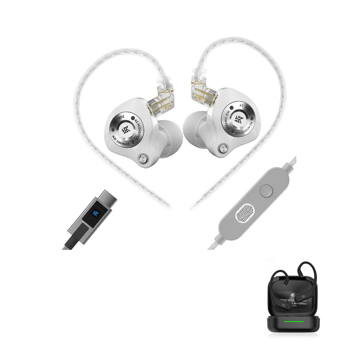 KZ EDZ – EDX Series Final Chapter Collector’s Edition with KZ AE01 Bluetooth adapter — White / Mic - Type-C / Bluetooth