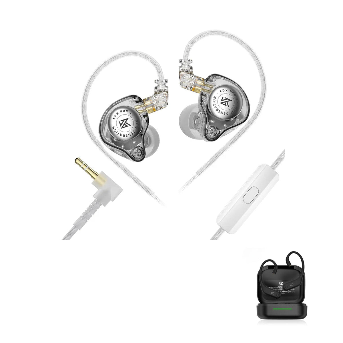 New KZ EDX PRO 2 with KZ AE01 Bluetooth adapter — Clear / Mic (3.5mm) / With Bluetooth