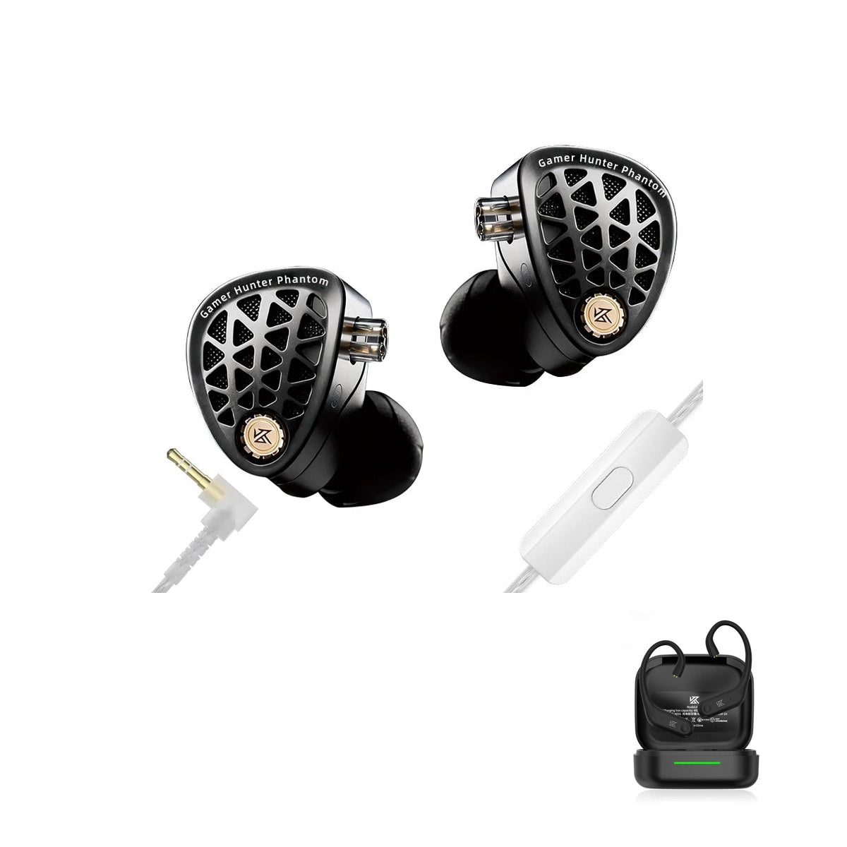 KZ Phantom – Flagship Hi-Fi Gaming Earphones with KZ AE01 Bluetooth adapter — Mic - 3.5mm / Bluetooth