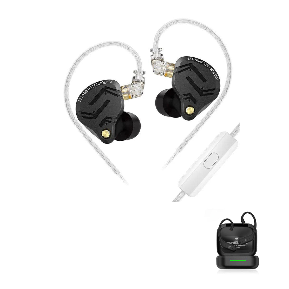 KZ ZS12 PRO X - 12 Drivers IEM Earphones with KZ AE01 Bluetooth adapter — Standard / Mic / With Bluetooth