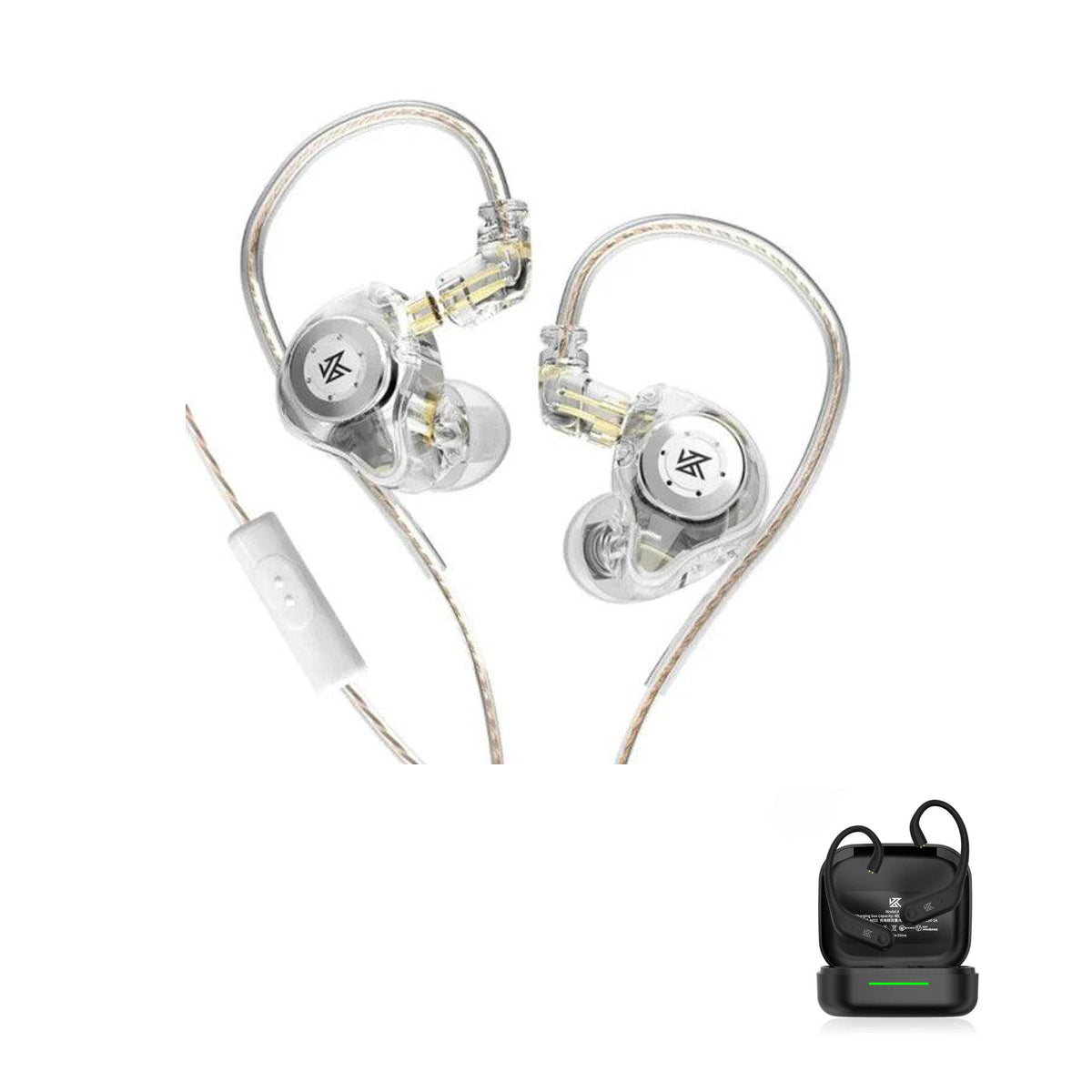 KZ EDX PRO - Dynamic Driver IEM Earphones with KZ AE01 Bluetooth adapter — Clear / Mic / With Bluetooth