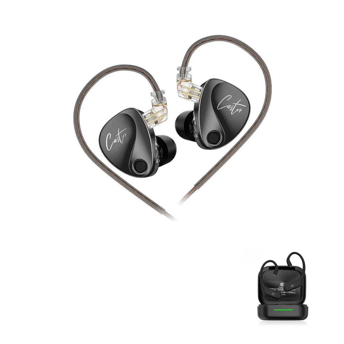 KZ Castor - Hybrid IEM Earphone with KZ AE01 Bluetooth adapter — Improved Bass / No Mic / With Bluetooth, Improved Bass / Mic / With Bluetooth