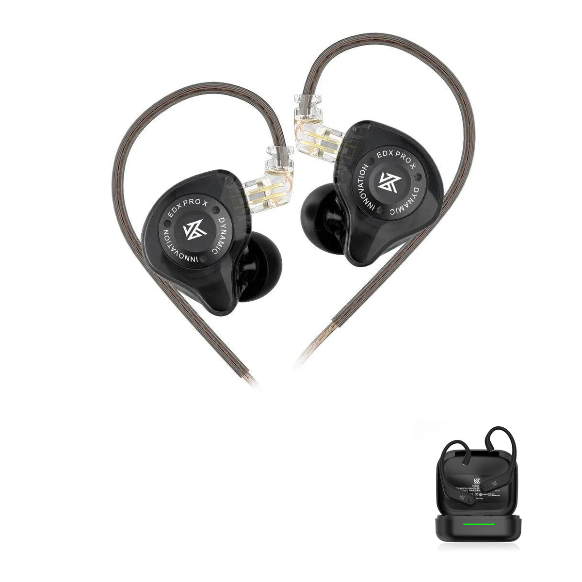 KZ EDX PRO X with KZ AE01 Bluetooth adapter — Black / No Mic / With Bluetooth