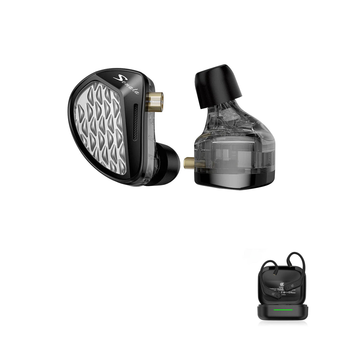 KZ Sonata - 28BA Units HIFI IEM Earphones with KZ AE01 Bluetooth adapter — Obsidian Black / Standard / With Bluetooth