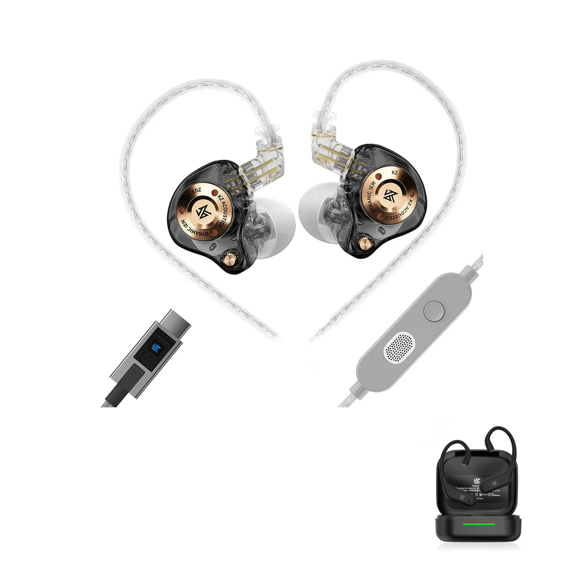 KZ EDZ – EDX Series Final Chapter Collector’s Edition with KZ AE01 Bluetooth adapter — Black / Mic - Type-C / Bluetooth
