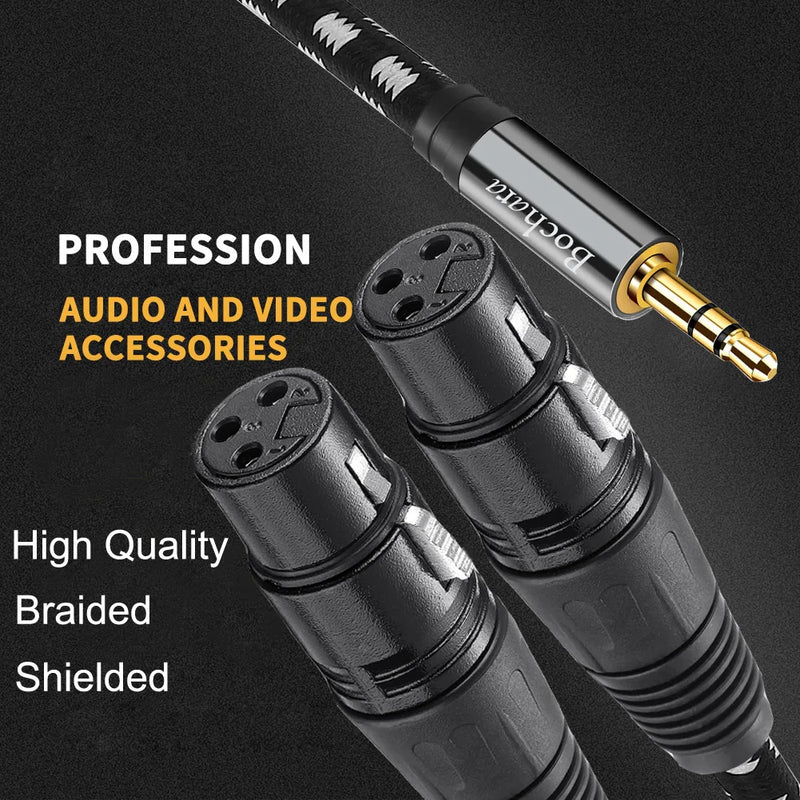 Bochara 3.5mm TRS to Dual XLR Female Stereo Cable for MVAVE