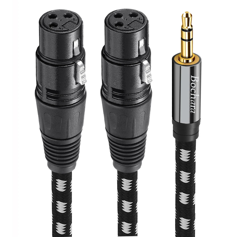 Cavo stereo Bochara da 3,5 mm TRS a doppio XLR femmina per MVAVE