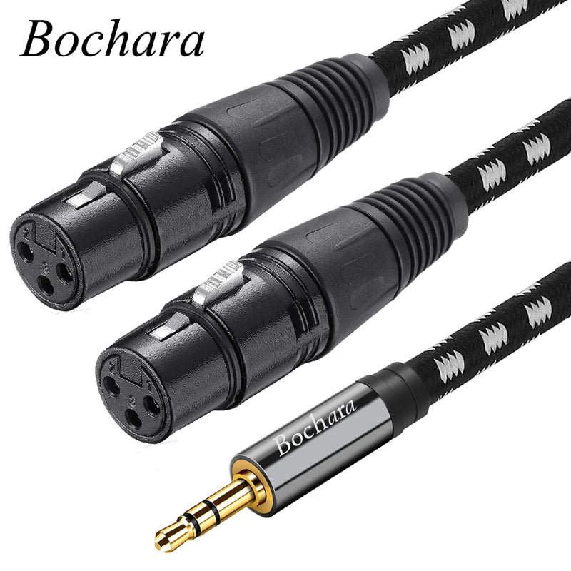 Bochara 3.5mm TRS to Dual XLR Female Stereo Cable for MVAVE