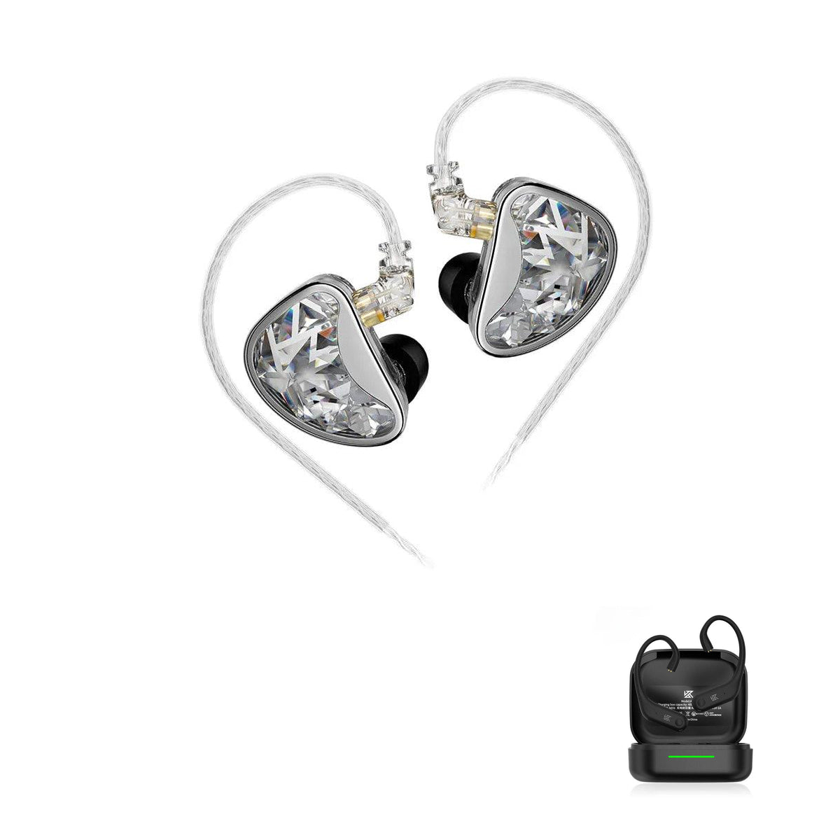 KZ AS24 - 24 Drivers HiFi Earphones with KZ AE01 Bluetooth adapter — Standard / Without Mic / With Bluetooth