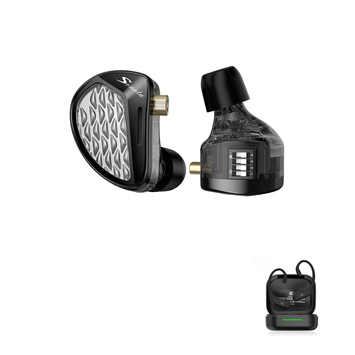 KZ Sonata - 28BA Units HIFI IEM Earphones with KZ AE01 Bluetooth adapter — Obsidian Black / Tuning / With Bluetooth