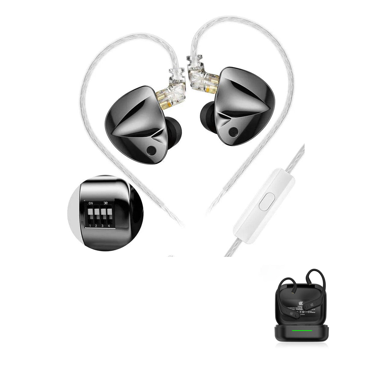 KZ D-FI Precision Tuned IEM Earphones with KZ AE01 Bluetooth adapter — Tuning / Mic / With Bluetooth