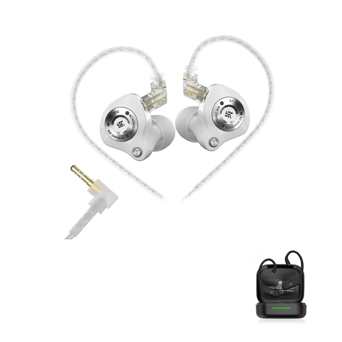 KZ EDZ – EDX Series Final Chapter Collector’s Edition with KZ AE01 Bluetooth adapter — White / No Mic - 3.5mm / Bluetooth