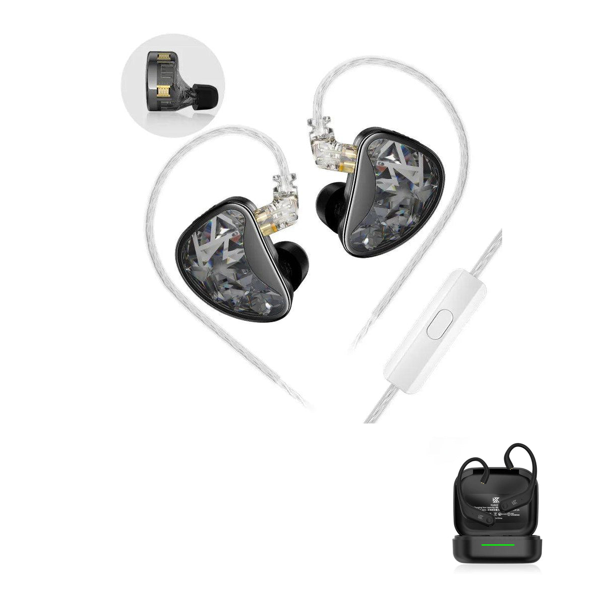 KZ AS24 - 24 Drivers HiFi Earphones with KZ AE01 Bluetooth adapter — Tuning / With Mic / With Bluetooth