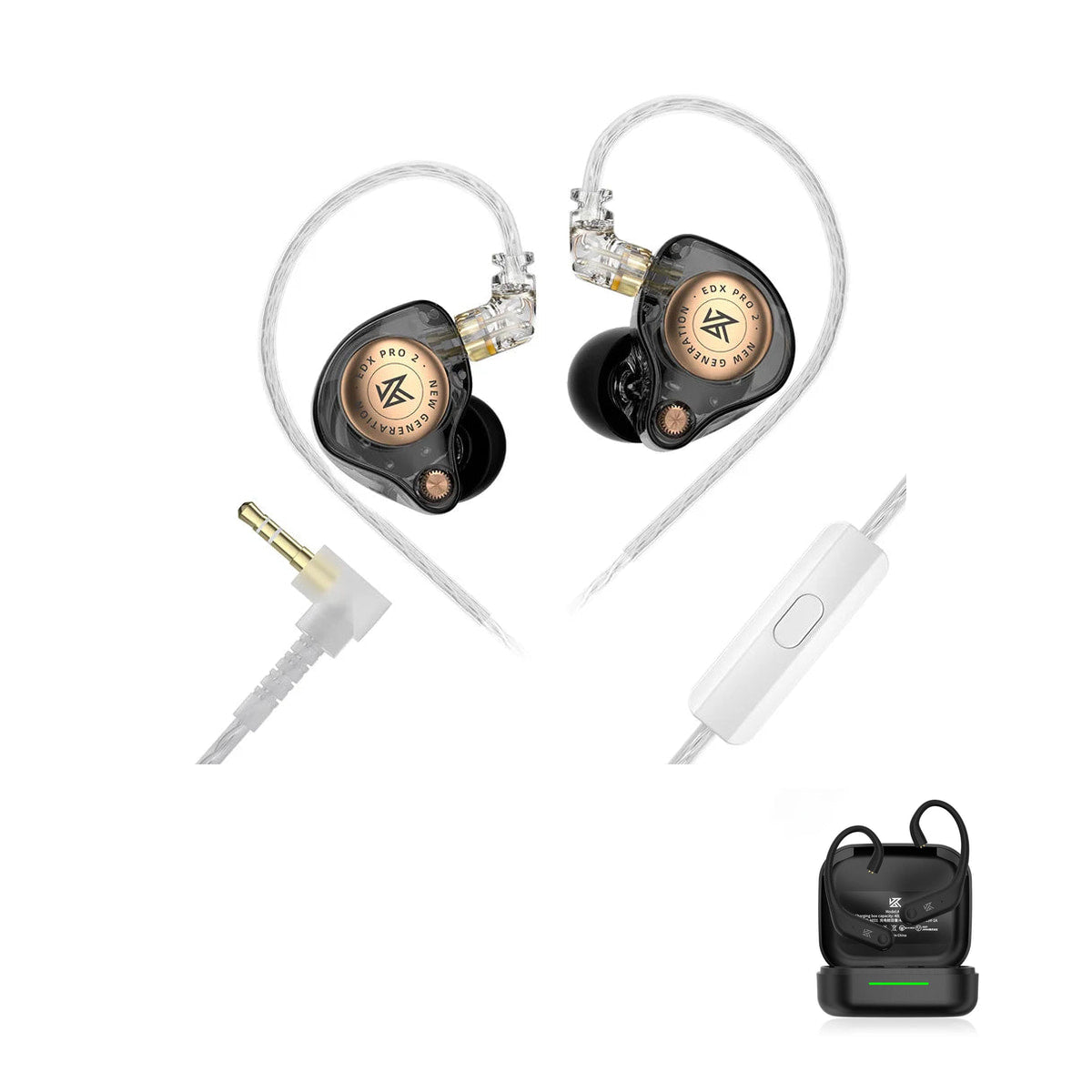 New KZ EDX PRO 2 with KZ AE01 Bluetooth adapter — Black / Mic (3.5mm) / With Bluetooth