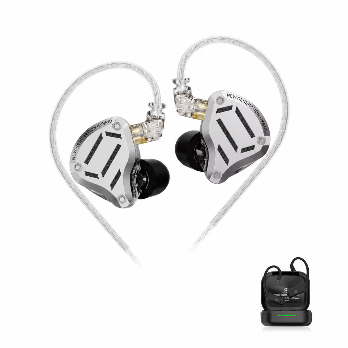 KZ ZS10 Pro 2 – Silver – No Mic – With KZ AE01 Bluetooth adapter